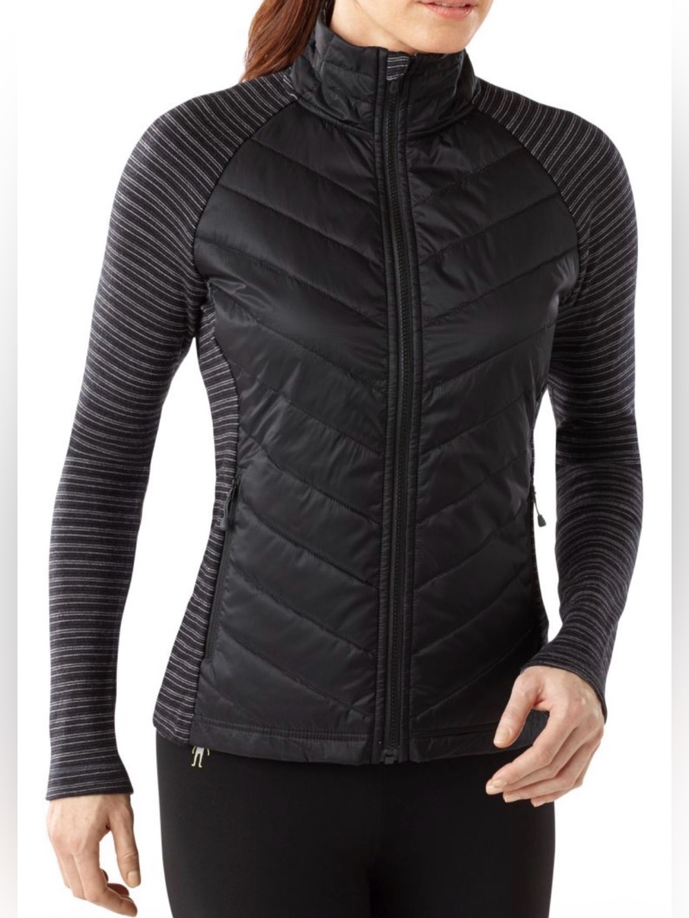 SMARTWOOL PROPULSION 60 JACKET BLACK GRAY QUILTED PUFFER MERINO WOOL LARGE
